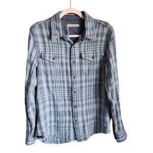 Outerknown Shirt Women's Blue Small Blanket Shirt Plaid Shacket Pockets